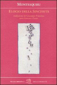 Elogio della sincerità. Testo francese a fronte - Charles L. de Montesquieu - copertina