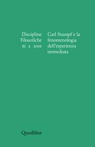 Libro Discipline filosofiche (2001). Vol. 2: Carl Stumpf e la fenomenologia dell'esperienza immediata. 