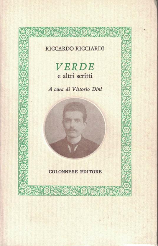 Verde e altri scritti - Riccardo Ricciardi - copertina