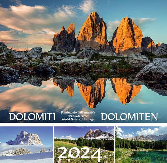 Dolomiti-Dolomiten 2024. Postkartenkalender/calendario cartoline da tavolo orizzontale - Peter Malfertheiner - copertina