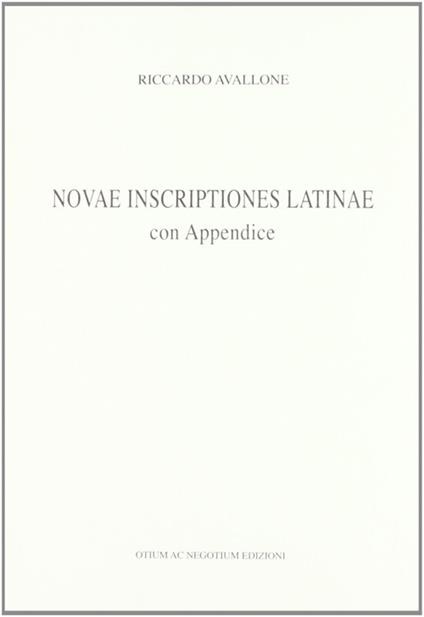Novae inscriptiones latinae - Riccardo Avallone - copertina