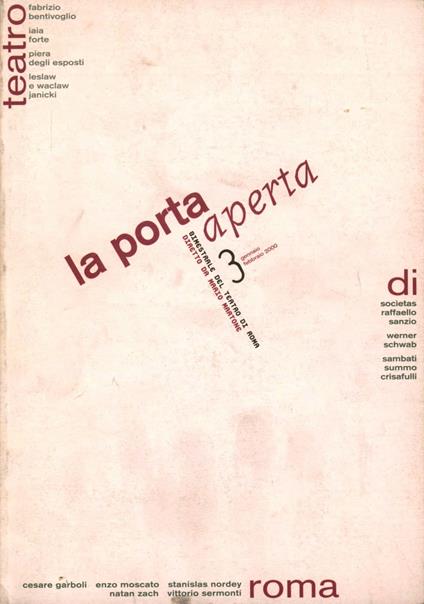La porta aperta. Bimestrale del teatro di Roma. Vol. 3 - copertina