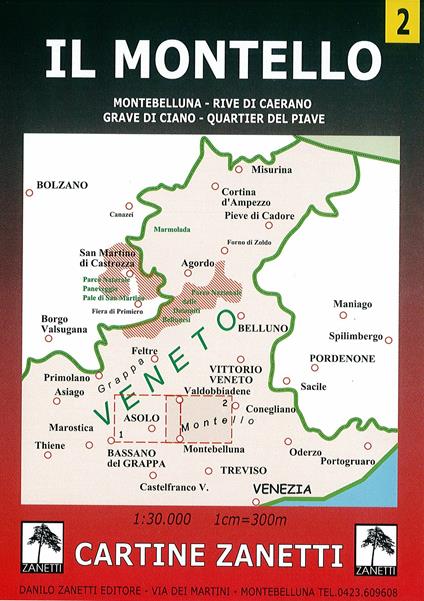 Il Montello. Montebelluna, Rive di Caerano, Grave di Ciano, Quartier del Piave 1:30.000 - copertina