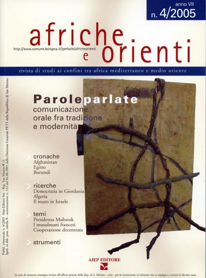 Afriche e Orienti (2005). Vol. 4: Parole parlate. Comunicazione orale fra tradizione e modernità - copertina