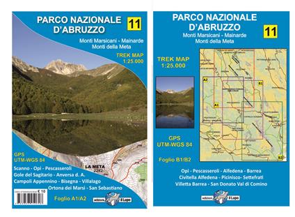 Carta escursionistica Parco Nazionale d'Abruzzo. Monti Marsicani, Mainarde, Monti della Meta. Trek map. Scala 1:25.000 - copertina