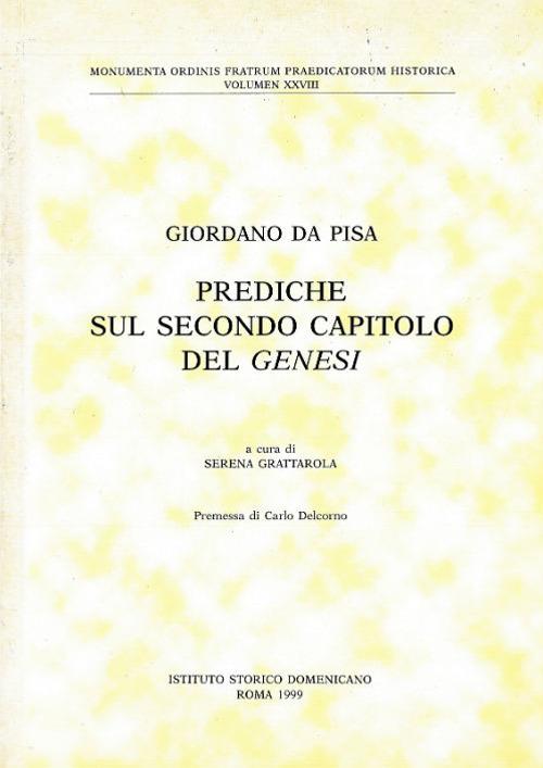 Prediche sul secondo capitolo della Genesi - Giordano da Pisa - copertina