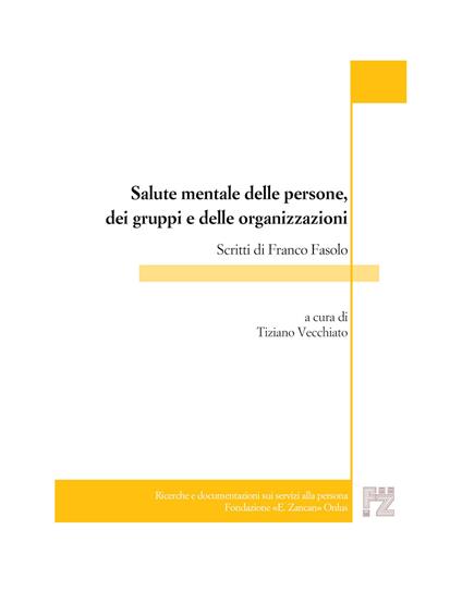 Salute mentale delle persone, dei gruppi e delle organizzazioni - copertina