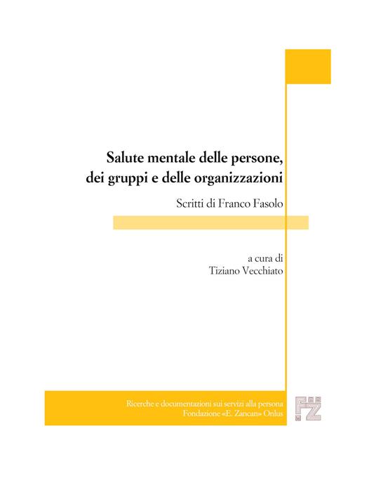 Salute mentale delle persone, dei gruppi e delle organizzazioni - copertina