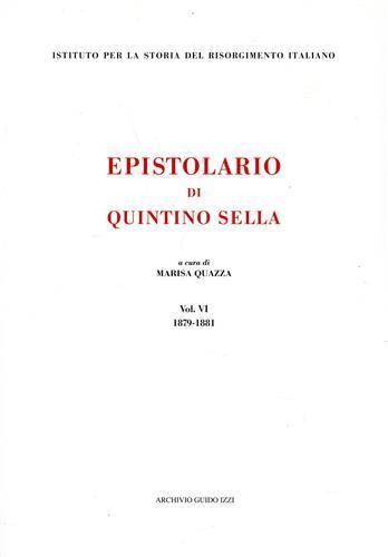 Epistolario. Vol. 6: 1879-1881 - Quintino Sella - copertina