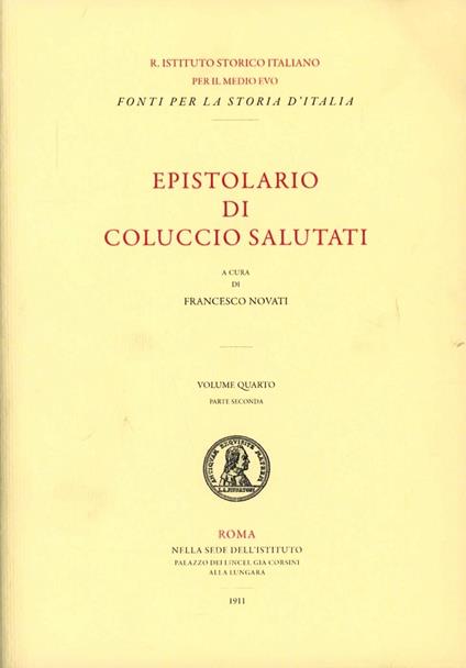 Epistolario di Coluccio Salutati. Ediz. italiana e latina - copertina