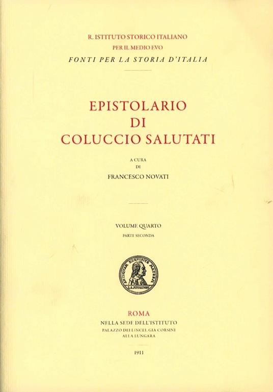 Epistolario di Coluccio Salutati. Ediz. italiana e latina - copertina