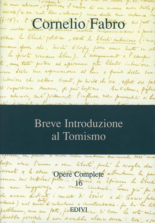 Opere complete. Vol. 16: Breve introduzione al tomismo - Cornelio Fabro - copertina