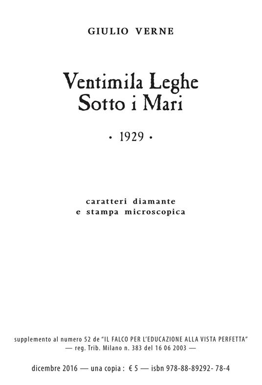 Ventimila leghe sotto i mari. Ediz. a caratteri diamante e stampa microscopica - Jules Verne - copertina