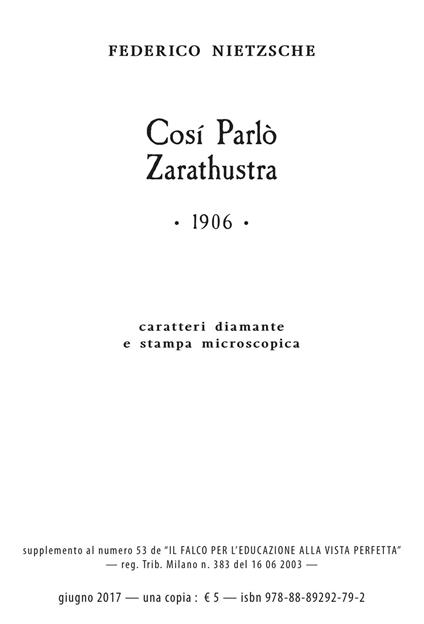 Così parlò Zarathustra. Ediz. a caratteri diamante e stampa microscopica - Friedrich Nietzsche - copertina
