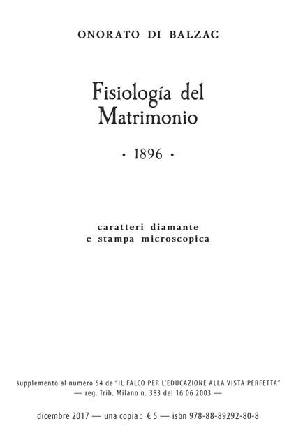 Fisiologia del matrimonio. Ediz. a caratteri diamante e stampa microscopica - Honoré de Balzac - copertina