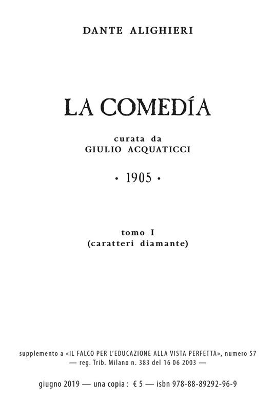 La Comedía. Ediz. a caratteri diamante e stampa microscopica - Dante Alighieri - copertina