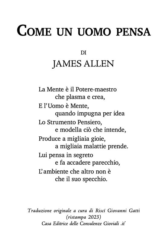 Come un uomo pensa - James Allen - copertina