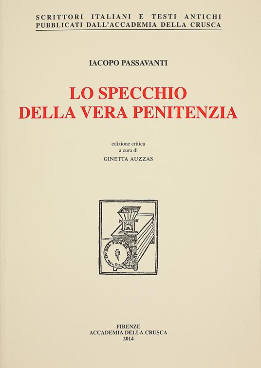 Lo specchio della vera penitenza - Iacopo Passavanti - copertina