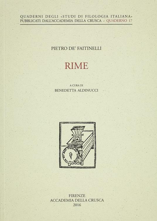Rime. Ediz. critica - Pietro De' Faitinelli - copertina