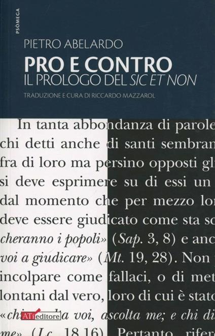 Pro e contro. Il prologo di «Sic et non» - Pietro Abelardo - copertina