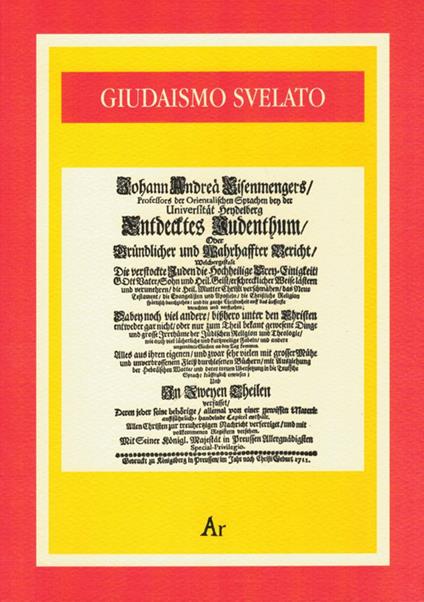 Giudaismo svelato - Johann A. Eisenmenger - copertina