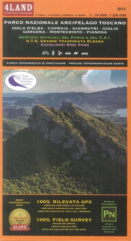 Parco Nazionale Arcipelago Toscano. Isola d'Elba 1:25.000. Capraia. Giannutri. Giglio. Gorgona. Montecristo. Pianosa 1:15.000. Ediz. italiana e inglese - Enrico Casolari,Remo Nardini - copertina