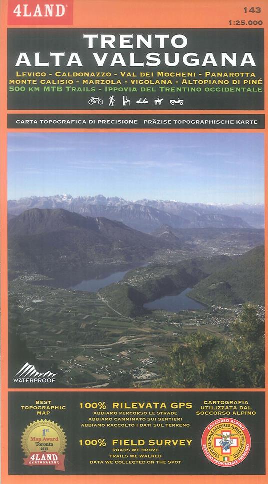 Trento Alta Valsugana. Levico, Caldonazzo, Val dei Mocheni, Panarotta,... 500 km MTB trails, Ippovia del Trentino occidentale. Carta topografica di precisione 1:25.000 n. 143 - copertina