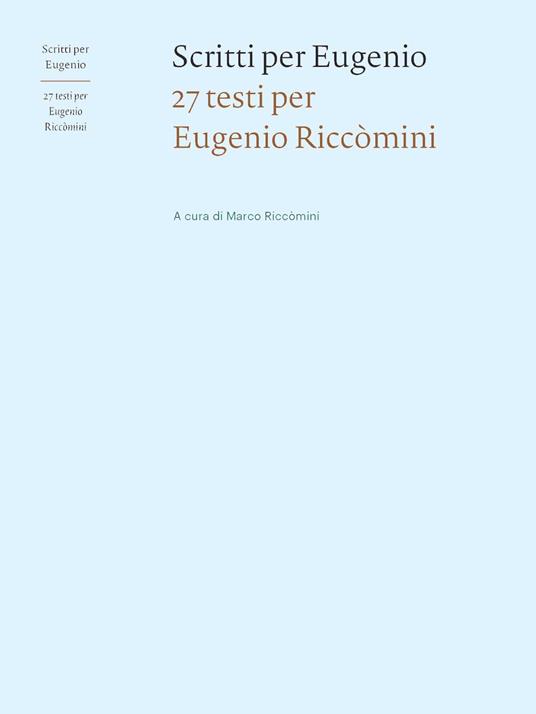 Scritti per Eugenio. 27 testi per Eugenio Riccòmini - copertina