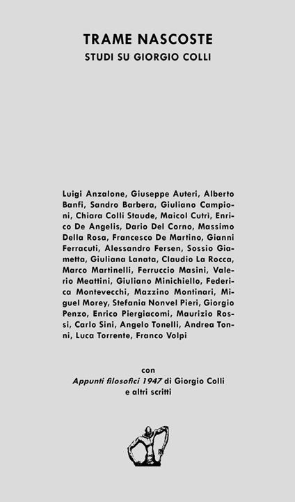 Trame nascoste. Studi su Giorgio Colli - copertina