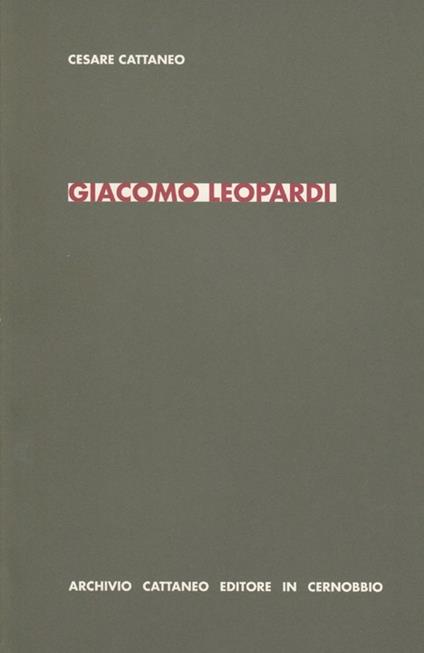 Giacomo Leopardi - Cesare Cattaneo - copertina