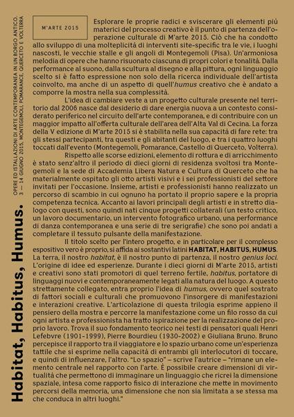 Habitat, Habitus, Humus. M’Arte 2015. Opere ed istallazioni di arte contemporanea in un borgo antico (Montegemoli-Pomarance-Querceto-Volterra, 3-14 Giugno 2015). Ediz. illustrata - copertina