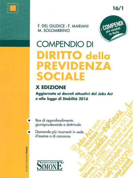 Compendio di diritto della previdenza sociale - Federico Del Giudice,Federico Mariani,Mariarosaria Solombrino - 3