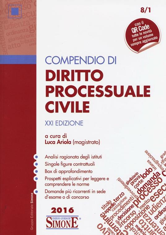 Compendio di diritto processuale civile - copertina