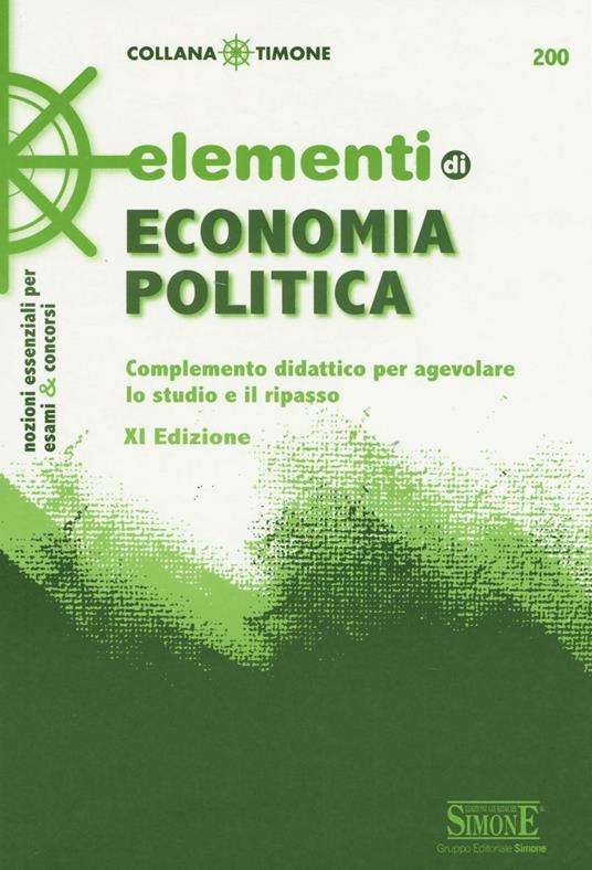 Elementi di economia politica. Complemento didattico per agevolare lo studio e il ripasso - copertina