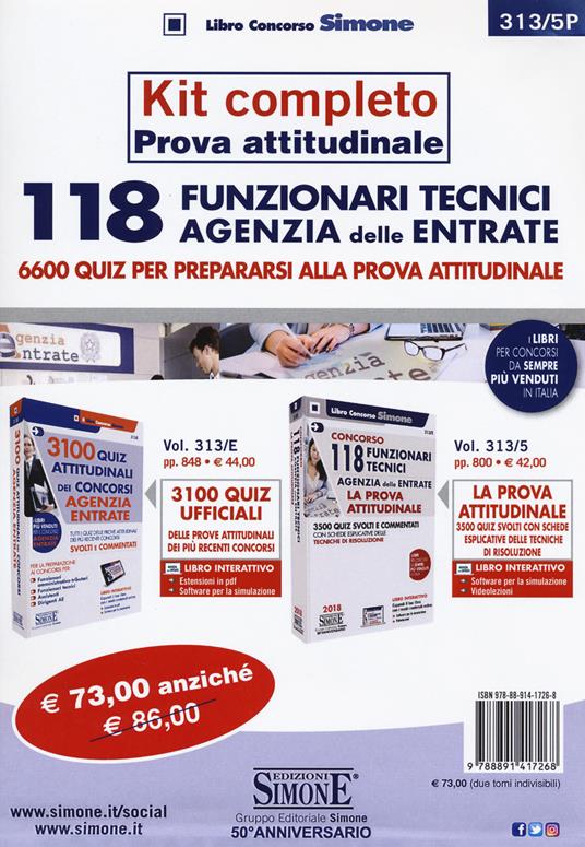 Concorso 118 Funzionari Tecnici Agenzia delle Entrate. Kit completo prova attitudinale. 6600 quiz per prepararsi alla prova attitudinale - copertina