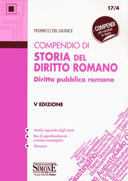 Compendio di storia del diritto romano. Diritto pubblico romano - Federico Del Giudice - copertina
