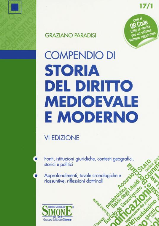 Compendio di storia del diritto medievale e moderno. Con Contenuto digitale per download - Graziano Paradisi - copertina