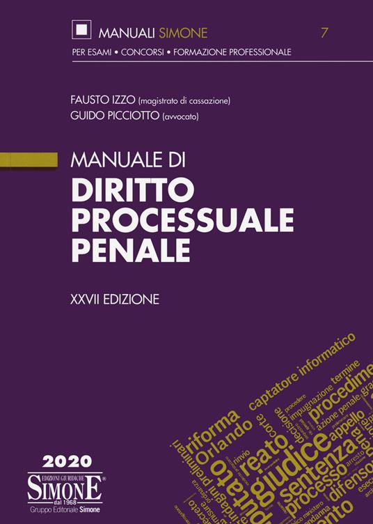 Manuale di diritto processuale penale - Fausto Izzo,Guido Picciotto - copertina