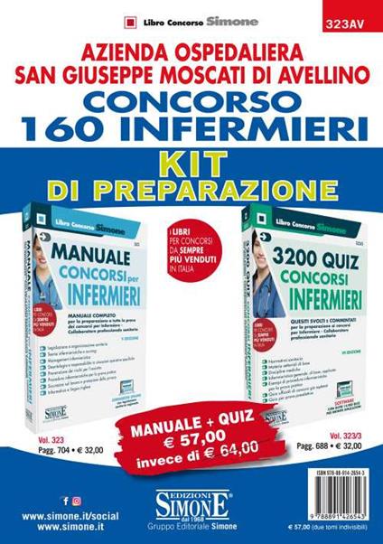 AORN San Giuseppe Moscati di Avellino. Concorso 160 infermieri. Kit di preparazione. Manuale + Quiz. Con software di simulazione - copertina