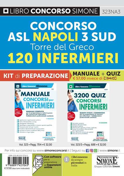 Concorso ASL Napoli 3 Sud Torre del Greco. 120 infermieri. Kit di preparazione. Manuale + quiz. Con espansione online. Con software di simulazione - copertina