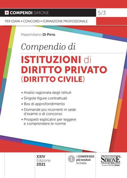 Compendio di istituzioni di diritto privato (diritto civile) - copertina