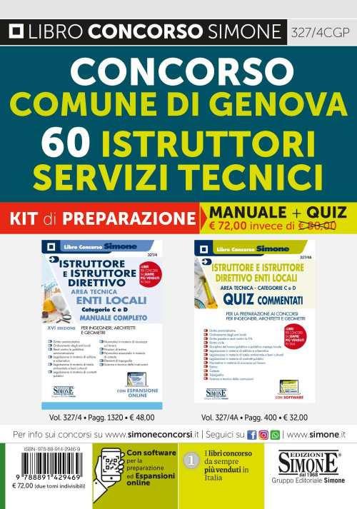 Concorso comune di Genova. 60 Istruttori servizi tecnici. Kit di preparazione. Manuale + quiz commentati. Con espansione online. Con software di simulazione - copertina