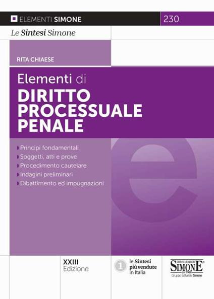 Elementi di diritto processuale penale - Rita Chiaese - copertina