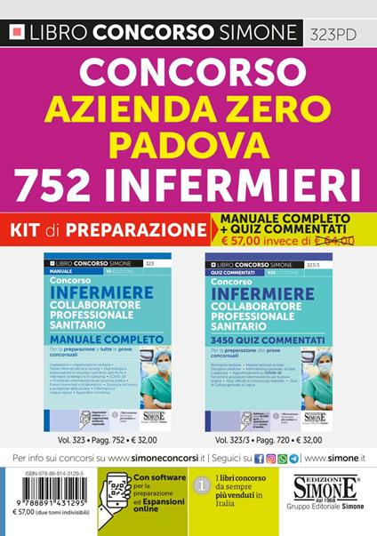 Concorso Azienda Zero Padova 752 Infermieri. Kit di preparazione: Manuale completo + Quiz commentati. Con software di simulazione - copertina