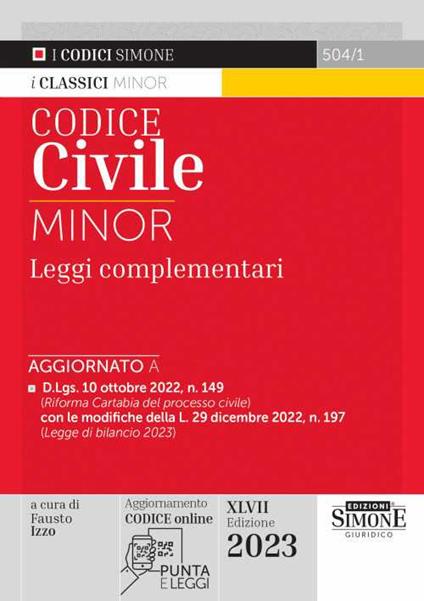 Codice civile. Leggi complementari. Ediz. minor. Con aggiornamento online - copertina