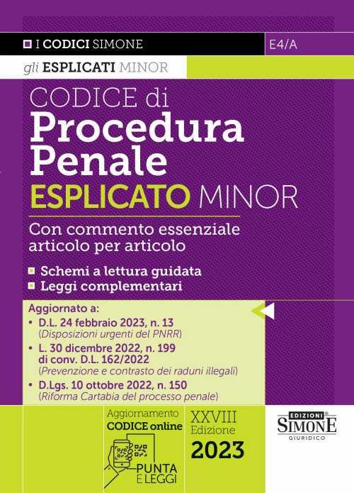 Codice di procedura penale. Esplicato minor. Con aggiornamento codice online - copertina