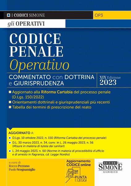 Codice penale operativo. Commentato con dottrina e giurisprudenza. Con aggiornamento online - copertina