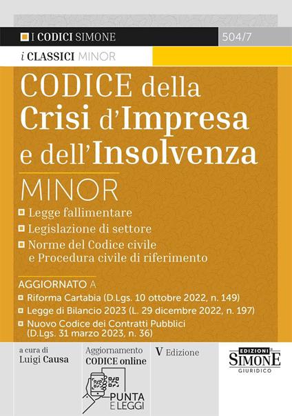 Codice della crisi d'impresa e dell'insolvenza. Ediz. minor. Con aggiornamento online - copertina