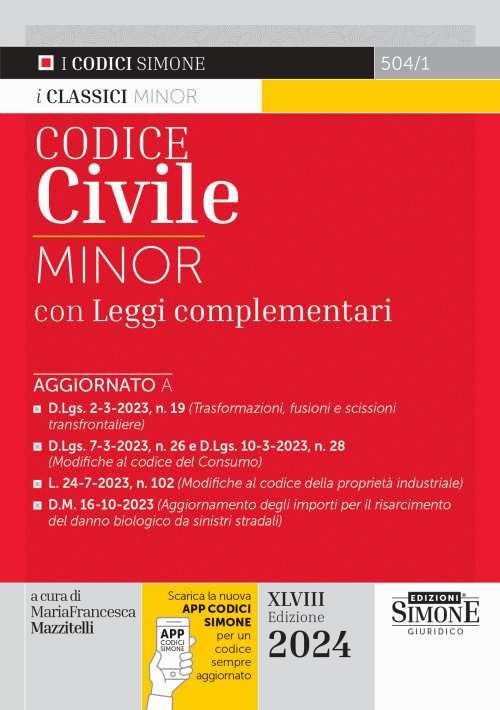 Codice civile. Ediz. minor. Con app - copertina