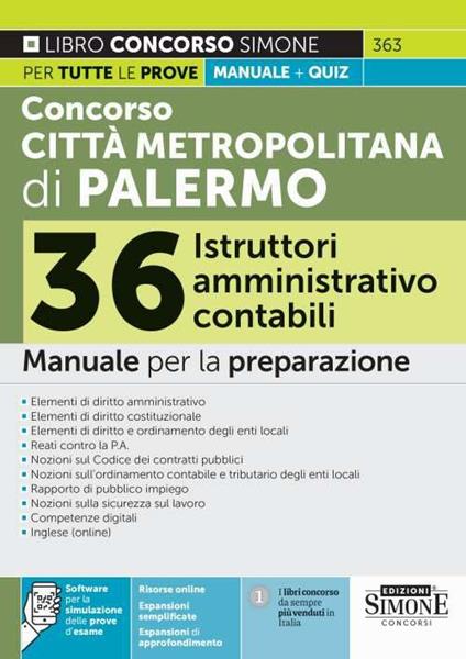 Concorso Città Metropolitana di Palermo. 36 istruttori amministrativo contabili. Manuale per tutte le prove + quiz. Con espansione online. Con software di simulazione - copertina
